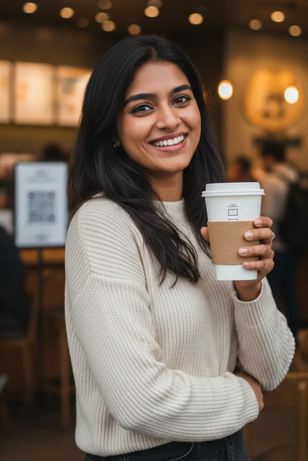 Happy young Indian woman enjoying CTRL Pay Rewards