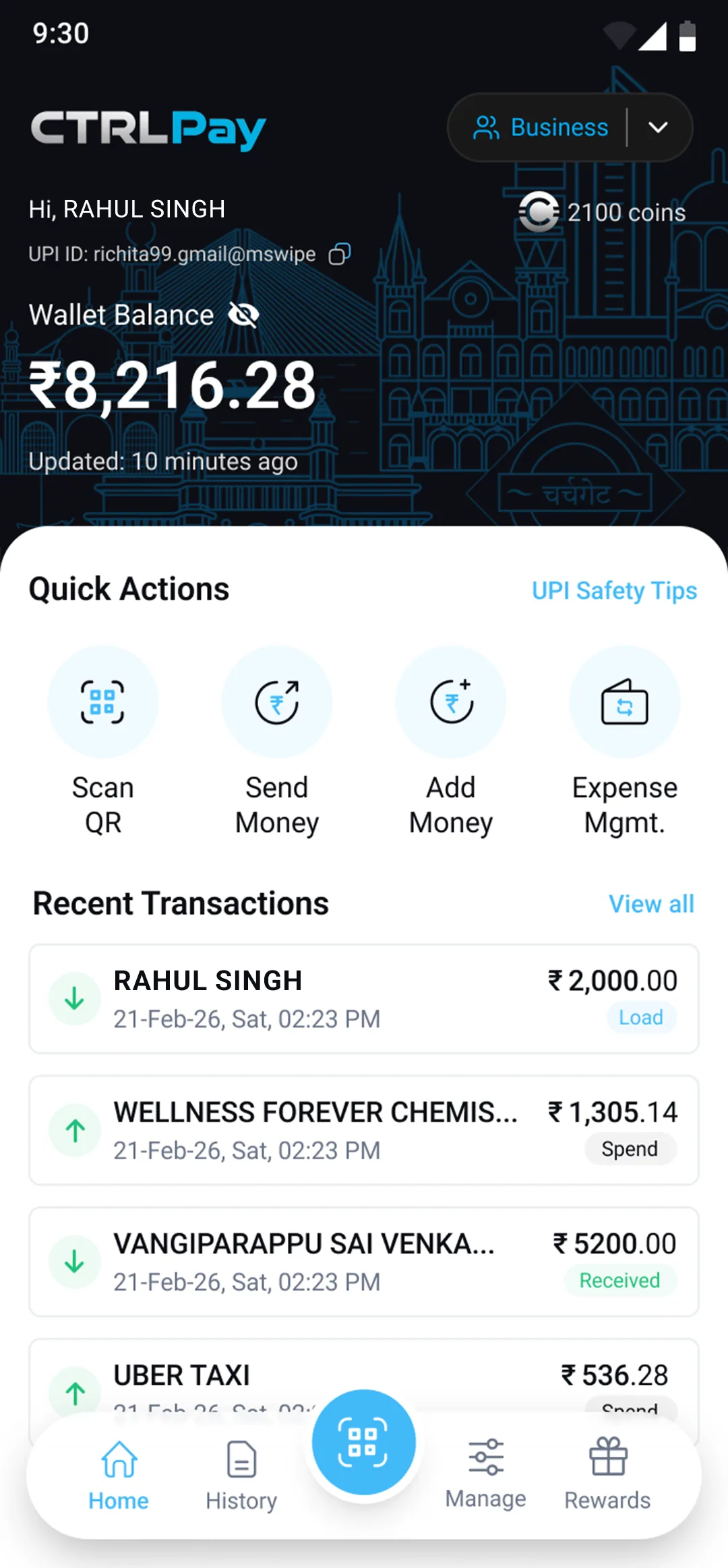 CTRL Pay app on a phone